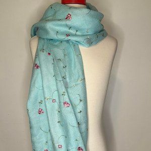 Vintage Blue Floral Scarf